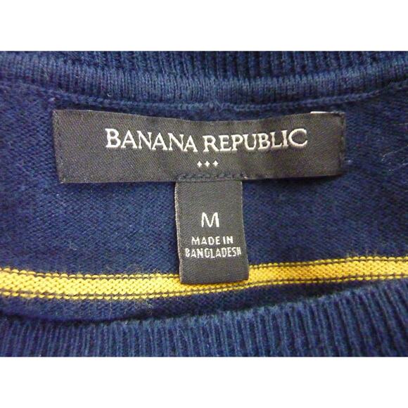 Banana Republic Navy Blue Striped Crew Neck Sweater Top M - Picture 5 of 6